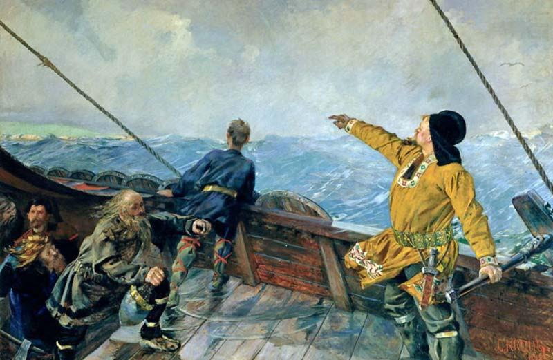 Christian Krohg Christian Krohg's painting of Leiv Eiriksson discover America, 1893 china oil painting image